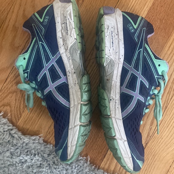 Asics Purple and Green Running Shoes - Picture 6 of 7